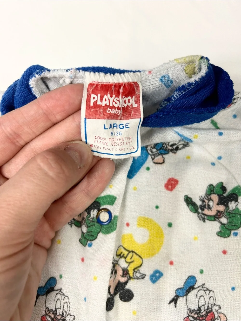 Playskool Baby Vintage 1980s Disney Mickey Fleece Footed One-Piece Snap Pajamas